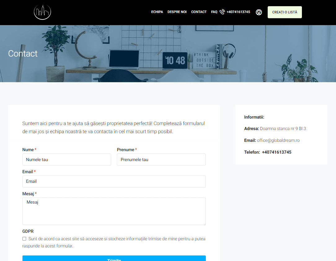 Contact page