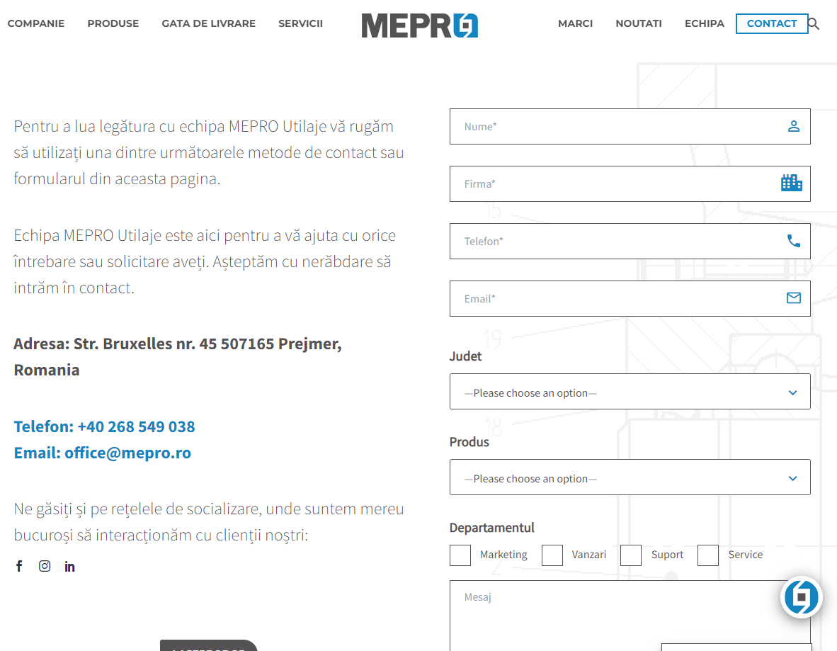 Pagina de contact