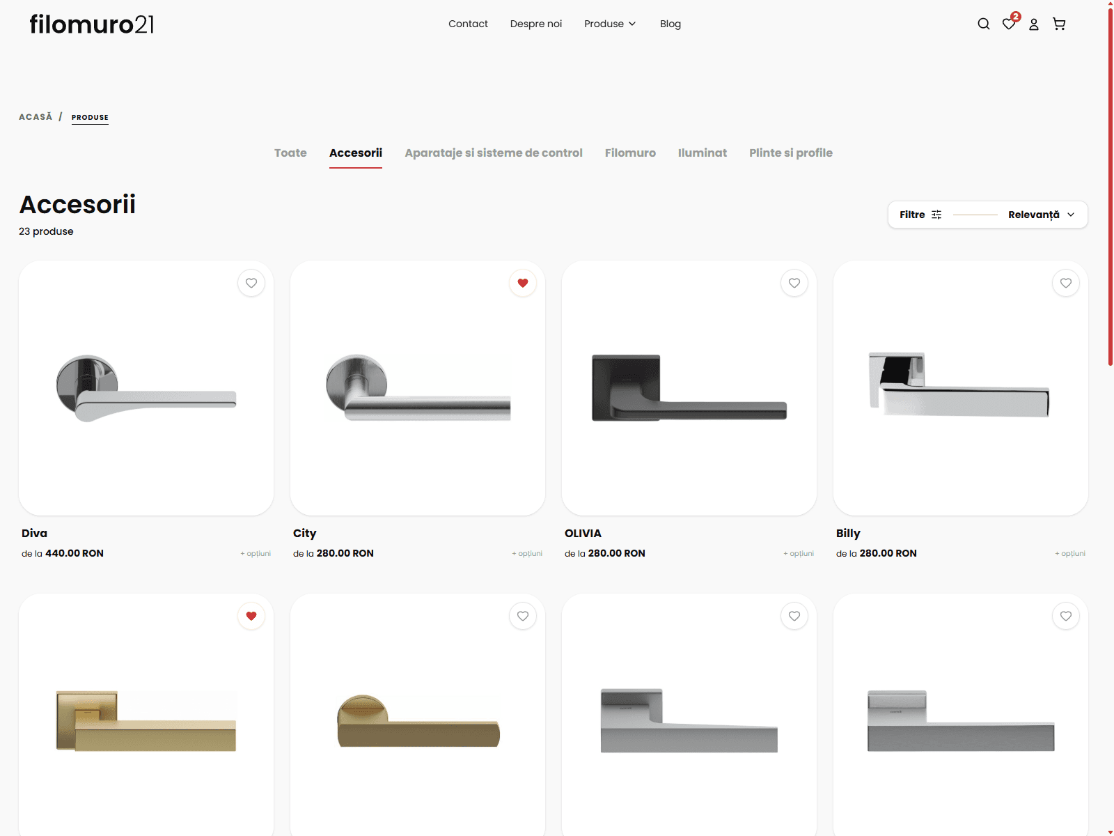 Collections: doors, accessories and lighting